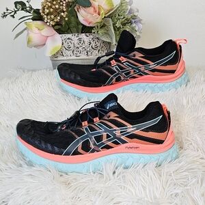 ASICS Women's Black and Coral Athletic Shoes